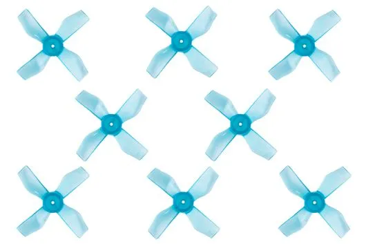 Gemfan 4Blatt Propeller 1,2 Zoll 1220 / 1,2x2x3 31mm 1mm Welle je 4xCW und 4xCCW in blau transparent