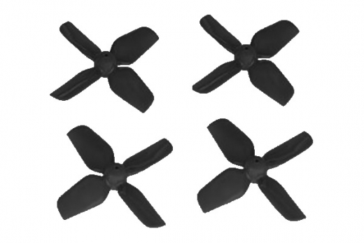 HQ Micro Whoop Vierblatt Propeller 1,2x1,3x4 (31mm) 2xCW und 2xCCW für 0,8mm Welle in schwarz
