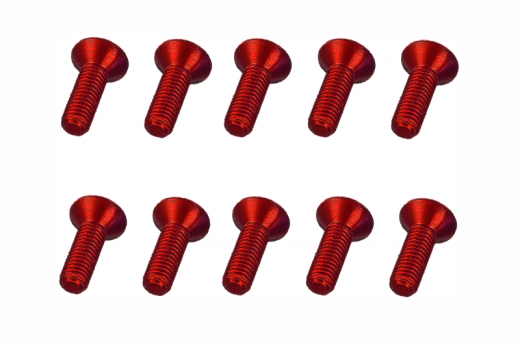 M3 Senkkopfschraube M3x10mm aus Aluminium in rot eloxiert 10Stück