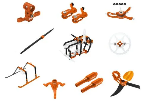 Rakonheli Tuning Set aus CNC Aluminium in orange für Blade Nano S2, Nano S3