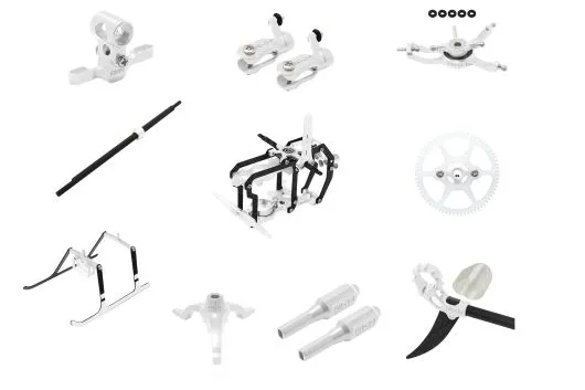 Rakonheli Tuning Set aus CNC Aluminium in silber für Blade Nano S2, Nano S3