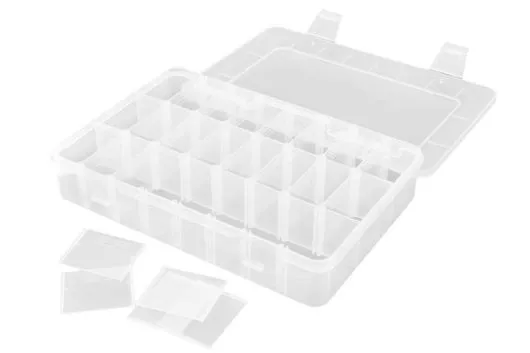 Sortimentkasten mit 24 variablen Fächern 202x137x40mm