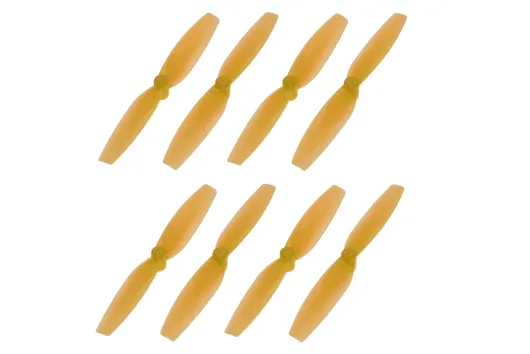 Gemfan Micro Propeller 65mm mit 1mm Welle aus Poly Carbonate in orange transparent je 4xCW und 4xCCW