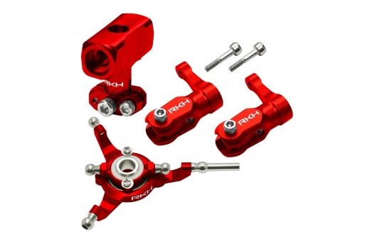 Rakonheli Taumelscheibe und Rotorkopf Set Aluminium in rot für Blade Fusion 180