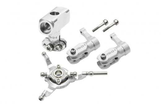 Rakonheli Taumelscheibe und Rotorkopf Set Aluminium in silber für Blade Fusion 180