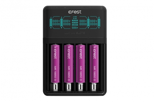 Efest LUC V4 Ladegerät mit Netzteil und mit Autoadapter für Zigarettenanzünder