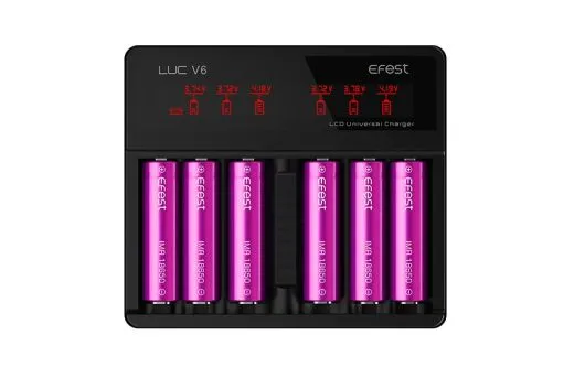 Efest LUC V6 Ladegerät mit Netzteil und mit Autoadapter für Zigarettenanzünder