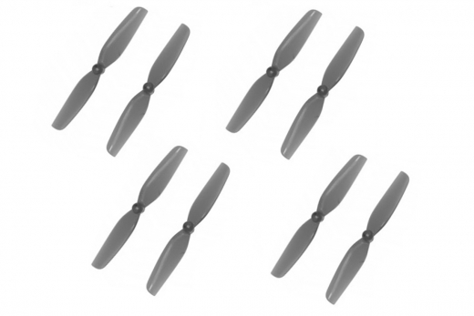 Gemfan 2-Blatt Toothpick Propeller 65mm S mit 1mm Welle je 4 x CW und 4 x CCW in schwarz transparent