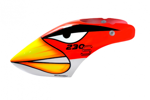 Microheli Fiberglas Haube Angry Bird im rotem Design für den Blade 230 S und 230S V2
