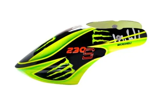 Microheli Fiberglas Haube Green Monster im grün schwarzem Design für Blade 230S und 230S V2