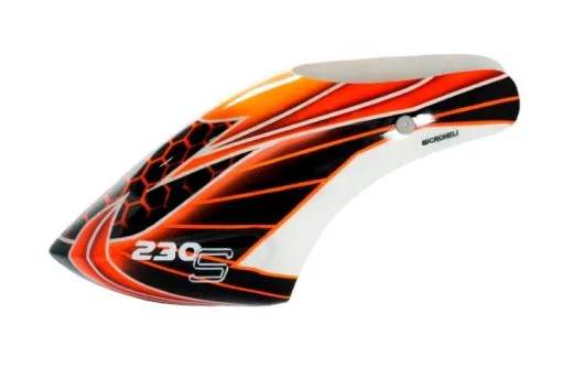 Microheli Fiberglas Haube Orange Laser im rot schwarzem Design für Blade 230S und 230S V2