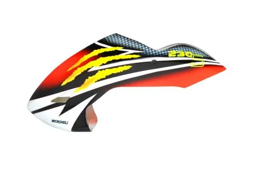 Microheli Fiberglas Haube Monster Scratch im rot gelbem Design für Blade 230S und 230S V2