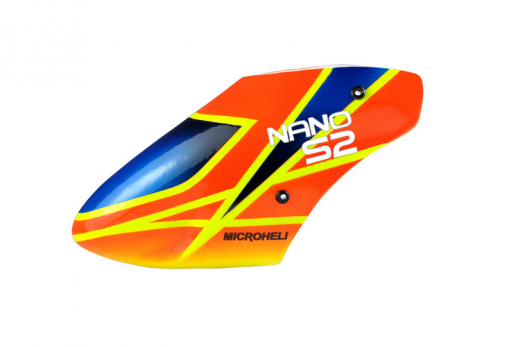 Microheli Fiberglas Haube X-Pro im orange blauen Design für den Blade Nano S2 / Nano S3