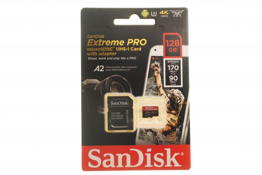 SanDisk Extreme Pro 128GB microSDXC Speicherkarte mit SD Adapter 170MB/s Class 10, UHS-I, U3, V30 