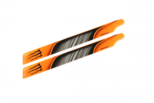 Microheli Kunststoff Hauptrotorblätter in orangenen schwarzen Monster Design 240mm für Blade 230S und 230S V2