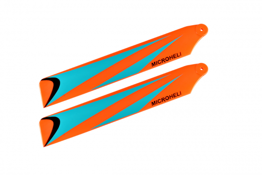 Microheli Kunststoff Hauptrotorblätter im blau orangenem Design 117mm für Blade mCPX BL und mCPX BL2
