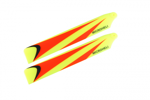 Microheli Kunststoff Hauptrotorblätter im gelb orangenem Design 117mm für Blade mCPX BL und mCPX BL2 