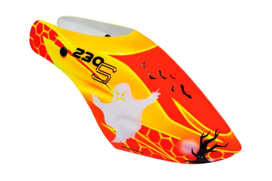 Microheli Fiberglas Haube Wicked Ghost im orange rot gelbem Design für Blade 230S und 230S V2