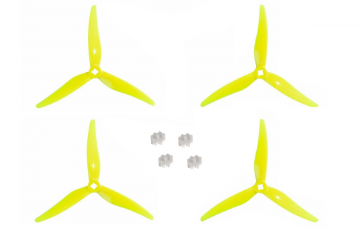 Gemfan 3 Blatt Propeller Hurricane SlimLine SL 5125 in gelb mit 1,5mm oder 5mm Welle 