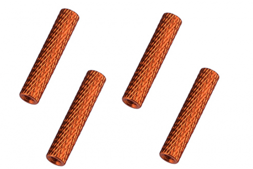Abstandshalter / Spacer / Standoff M3 Aluminium eloxiert gerändelt in orange 4Stück 50mm
