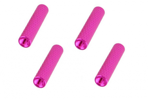 Abstandshalter / Spacer / Standoff M3 Aluminium eloxiert gerändelt in pink 4Stück 45mm