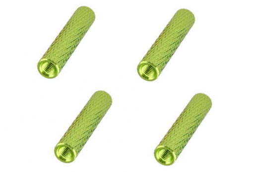 Abstandshalter / Spacer / Standoff M3 Aluminium eloxiert gerändelt in grün 4Stück 45mm