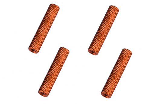 Abstandshalter / Spacer / Standoff M3 Aluminium eloxiert gerändelt in orange 4Stück 45mm