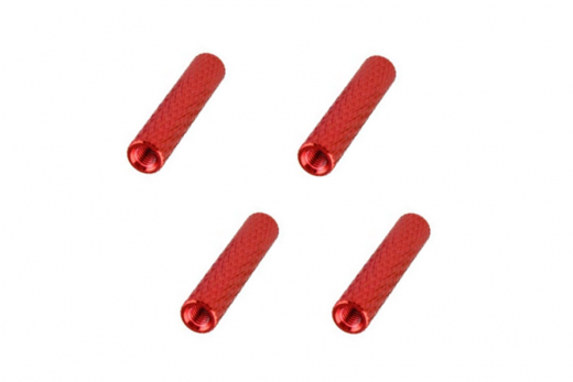 Abstandshalter / Spacer / Standoff M3 Aluminium eloxiert gerändelt in rot 4Stück 40mm