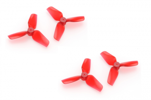 HQ Micro Whoop 3 Blatt Propeller 35mm je 2 Stück CW und CCW für 1mm Welle in rot transparent