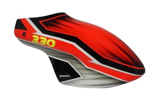 Microheli Fiberglas Haube Red Devil in rot schwarz grauem Design für Blade 330X und 330S