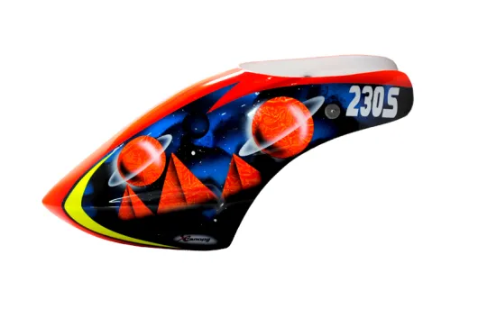 Microheli XCanopy Fiberglas Haube Saturn im blau rot gelbem Design für Blade 230S und 230S V2