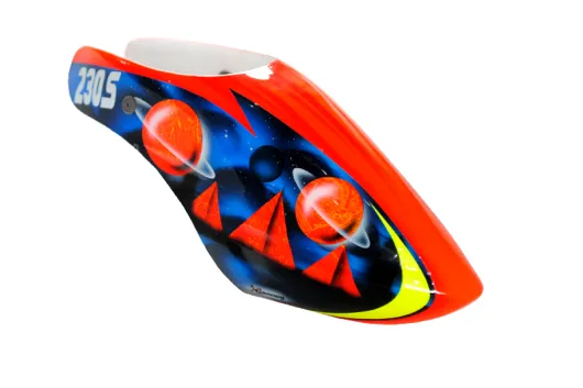 Microheli XCanopy Fiberglas Haube Saturn im blau rot gelbem Design für Blade 230S und 230S V2