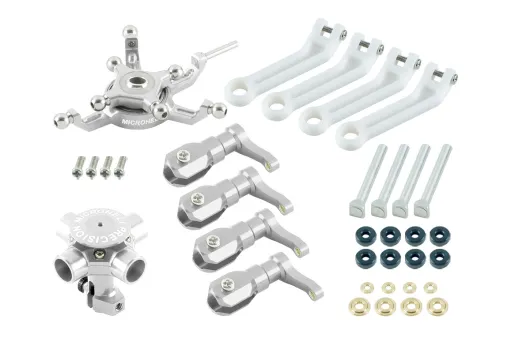 Microheli Tuning 4Blatt Hauptrotorkopf Set in silber für Blade 230S und 230S V2