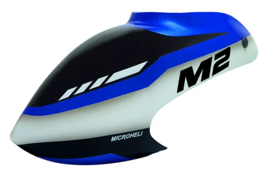 Microheli Fiberglas Haube im blau weißem Design für OMPHobby M2 V1, V2 und EXP