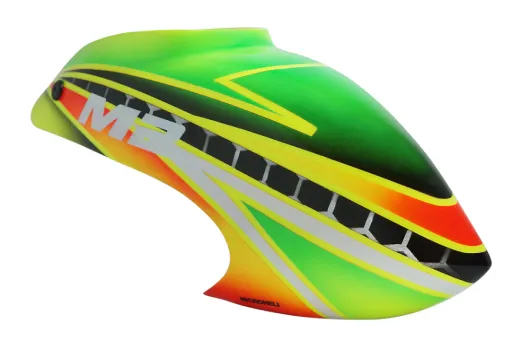 Microheli Fiberglas Haube im grün gelben Design für OMPHobby M2 V1, V2 und EXP