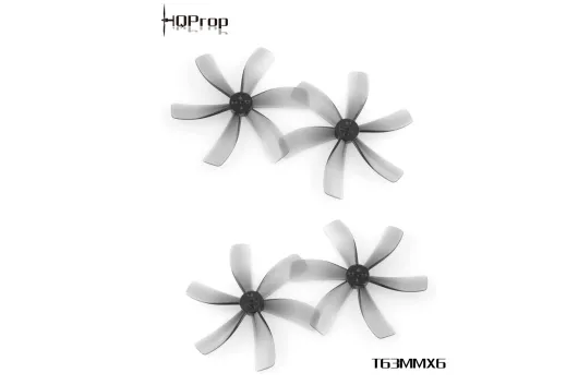 HQ Durable Propeller T63mmX6 für 1,9/1,5/1,9mm Welle aus Poly Carbonate in grau transparent je 2xCW und 2xCCW