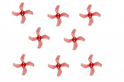 Gemfan 4Blatt Propeller in rot transparent 1,6 Zoll 1636 / 1,6x3,6x4 40mm 1,5mm Welle 4xCW und 4xCCW