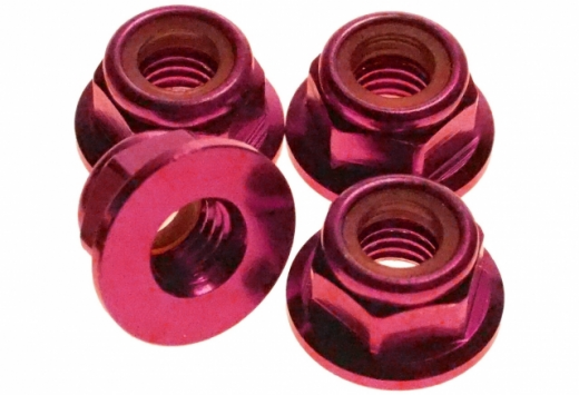 M5 Stoppmutter aus Aluminium mit Flansch in pink eloxiert 4Stück CW