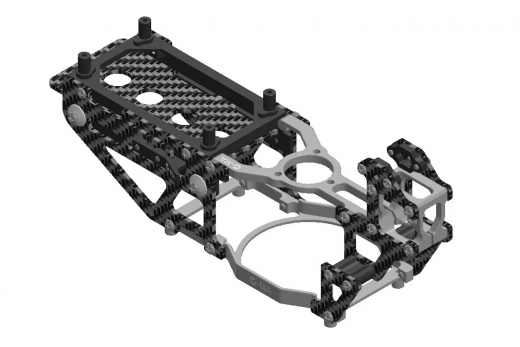 L-MA Precision Tuning Hauptrahmen aus Aluminium und Carbon in silber für OMPHOBBY M1 Heli