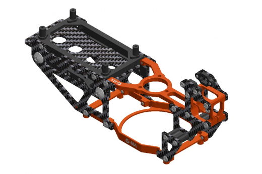 L-MA Precision Tuning Hauptrahmen aus Aluminium und Carbon in orange für OMPHOBBY M1 Heli