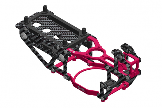 L-MA Precision Tuning Hauptrahmen aus Aluminium und Carbon in pink für OMPHOBBY M1 Heli