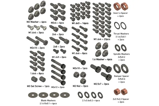 Mikado Ersatzteile Schrauben und Scheiben Set für LOGO 200 und V8