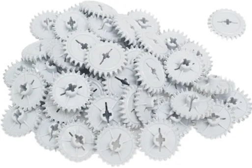 KBW Klemmbausteine Technik Zahnrad 24Z gebogen in hell grau 50Stück