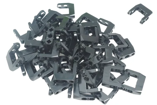 KBW Klemmbausteine Technik U Verbinder mit Achsen und Pin Löchern in schwarz 50Stück