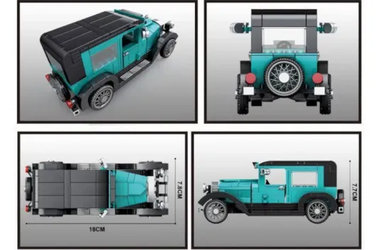 Sembo Klemmbausteine Oldtimer türkis-schwarz - 330 Teile