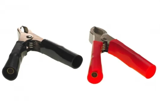 Krokodilklemmen XXL mit 4mm Anschluß im Arm - Armlänge 90mm