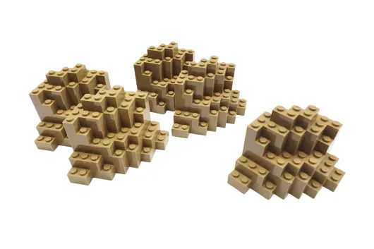 KBW Klemmbausteine Felsen Rock Panel 8x8x6 Medium Symmetrisch in Hell Beige / Tan 5Stück