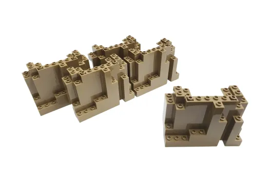 KBW Klemmbausteine Felsen Rock Panel 4x10x6 Rechteckig in Hell Beige / Tan 5Stück