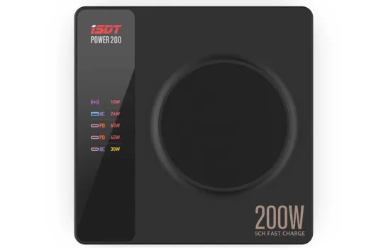 ISDT Power 200 4+1 3x USB-C 1x USB-A mit wireless Ladefunktion