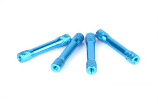 Abstandshalter M3 aus Aluminium in "Bone" Form in blau 4Stück 25mm